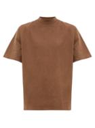 Matchesfashion.com Lemaire - Pigment Dyed Funnel Neck Cotton Jersey T Shirt - Mens - Brown