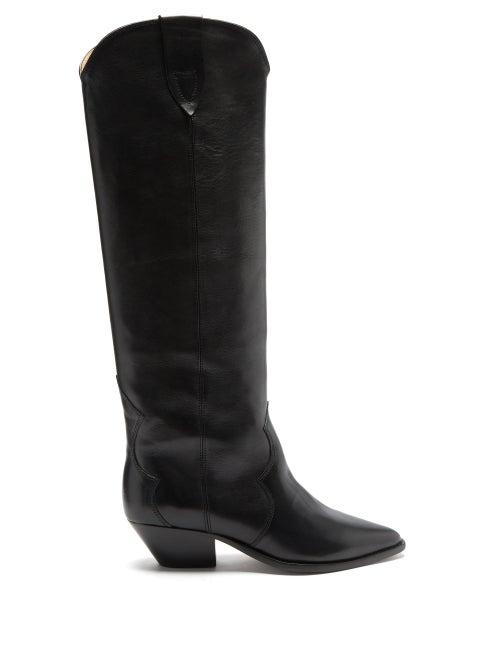 Matchesfashion.com Isabel Marant - Denvee Point-toe Leather Knee-high Boots - Womens - Black