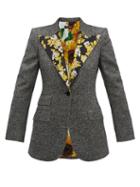 Matchesfashion.com Dolce & Gabbana - Brocade Trimmed Wool Blend Tweed Jacket - Womens - Grey Multi
