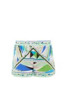 Matchesfashion.com Emilio Pucci - Bes-print Cotton-canvas Shorts - Womens - Green Print