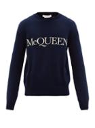 Alexander Mcqueen - Logo-embroidered Cotton-jersey Sweatshirt - Mens - Dark Navy
