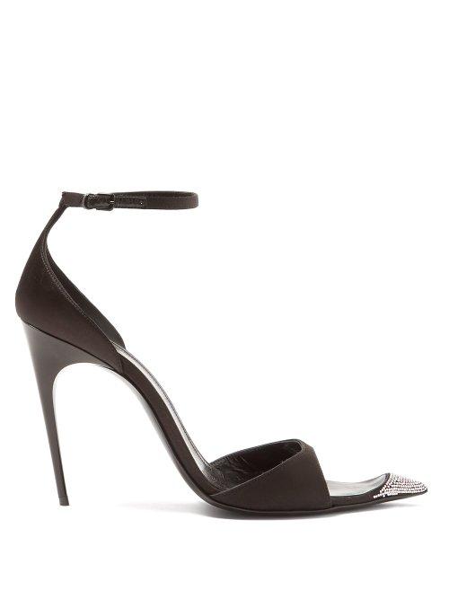 Matchesfashion.com Saint Laurent - Palace Swarovski Crystal Embellished Satin Pumps - Womens - Black