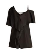 Diane Von Furstenberg Asymmetric Ruffle-trimmed Satin Blouse