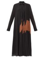 Matchesfashion.com Jil Sander - Pleated Asymmetric Cotton-blend Crepe Shirtdress - Womens - Black