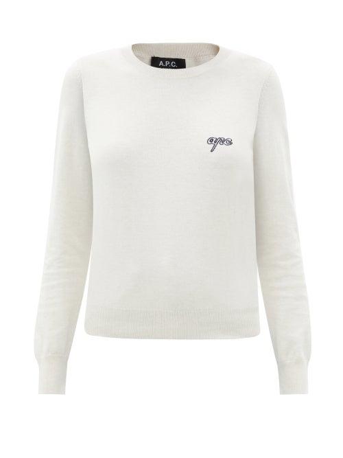 A.p.c. - Bea Logo-embroidered Cotton Sweater - Womens - Cream