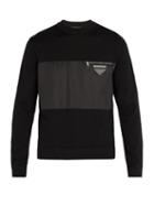Matchesfashion.com Prada - Nylon Panelled Virgin Wool Sweater - Mens - Black
