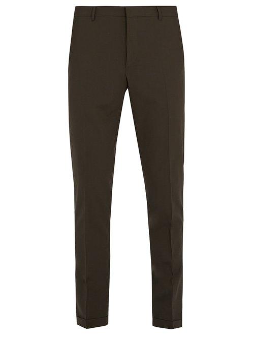 Matchesfashion.com Prada - Turn Up Wool Trousers - Mens - Khaki