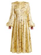 Matchesfashion.com Roksanda - Herona Abstract Print Silk Satin Dress - Womens - Yellow Multi