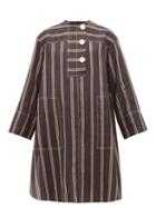 Matchesfashion.com Lee Mathews - Granada Striped Ramie Shirt Dress - Womens - Black