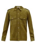 Matchesfashion.com Sfr - Lukey Epaulette Micro-corduroy Shirt - Mens - Green