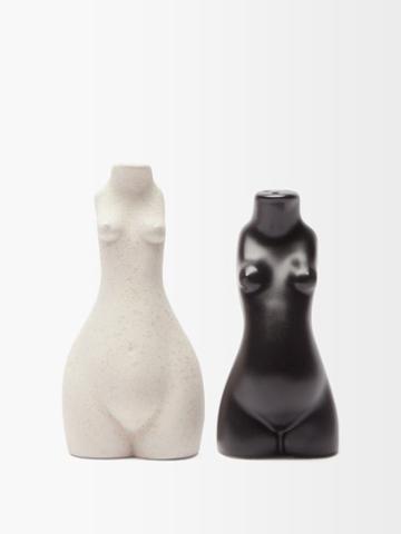 Anissa Kermiche - Tit For Tat Ceramic Salt And Pepper Shakers - Black Multi
