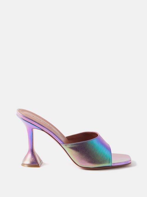 Amina Muaddi - Lupita 95 Metallic-leather Sandals - Womens - Multi