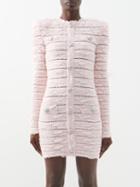 Balmain - Tweed-knit Mini Dress - Womens - Pale Pink
