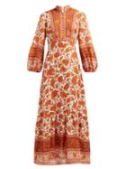 Matchesfashion.com Zimmermann - Amari Floral Print Voile Maxi Dress - Womens - Orange