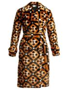 Matchesfashion.com Mary Katrantzou - Stokes Geometric Faux Fur Coat - Womens - Brown Multi