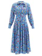 Ladies Rtw Christopher Kane - Paint-print Crepe De Chine Dress - Womens - Light Blue