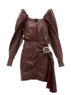 Matchesfashion.com Dodo Bar Or - Mona Crystal Buckle Leather Dress - Womens - Burgundy