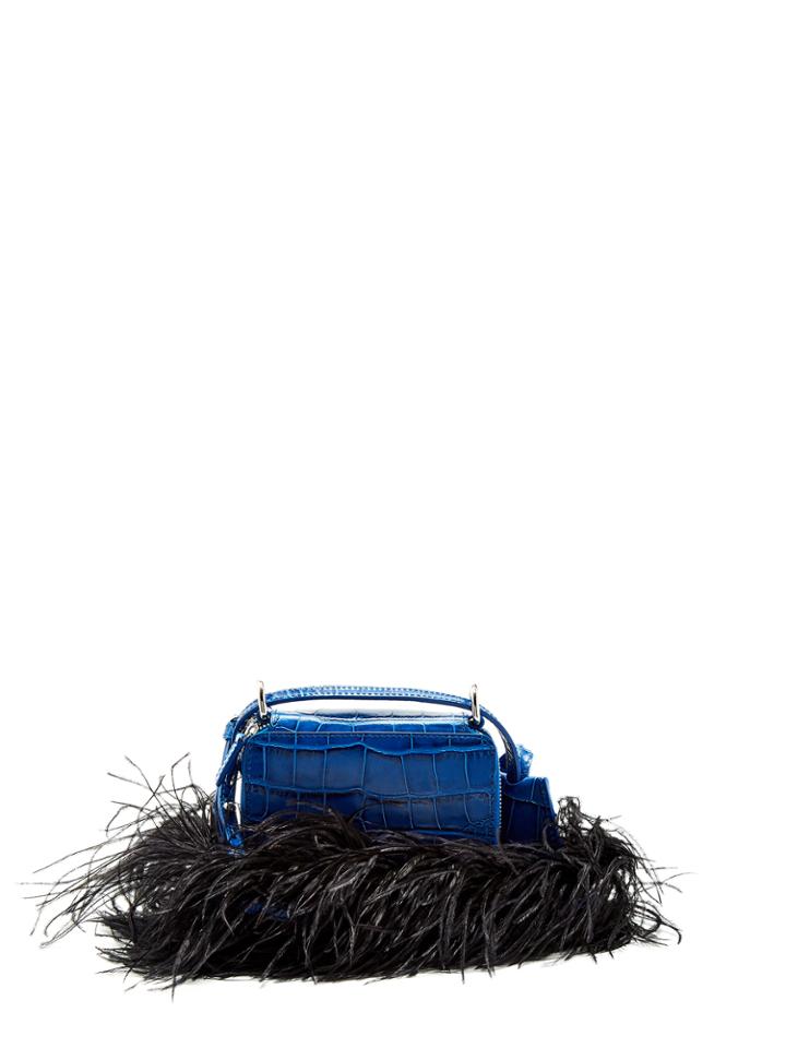 Marques'almeida Ostrich-feather Crocodile-effect Cross-body Bag