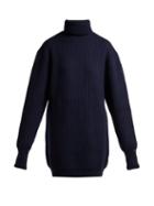 Matchesfashion.com Maison Margiela - Oversized Wool Blend Roll Neck Sweater - Womens - Navy Multi