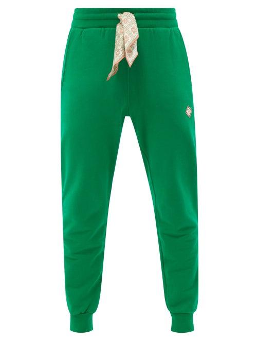 Casablanca - Scarf-drawstring Organic Cotton-jersey Track Pants - Mens - Green