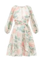 Matchesfashion.com Beulah - Jacinda Floral-print Silk Dress - Womens - Pink White