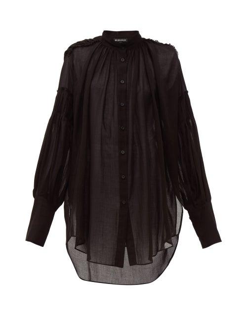 Matchesfashion.com Ann Demeulemeester - Tiriel Cotton Blend Blouse - Womens - Black