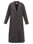 Matchesfashion.com Redvalentino - Ruffled Single Breasted Herringbone Coat - Womens - Grey