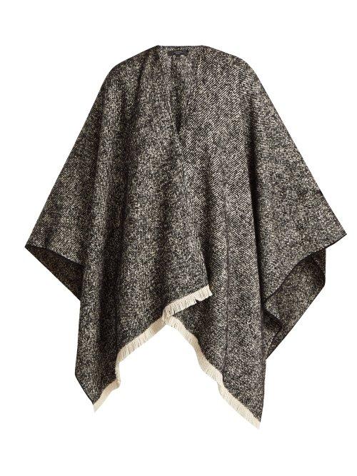 Matchesfashion.com Weekend Max Mara - Fringe Trim Knitted Poncho - Womens - Black