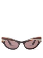 Gucci - Horn-effect Rim Cat-eye Acetate Sunglasses - Womens - Brown Multi