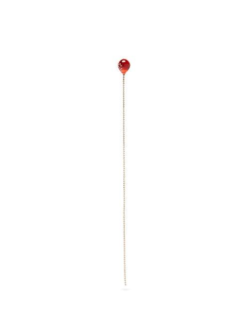 Matchesfashion.com Christopher Kane - Crystal Embellished Balloon Chain Single Earring - Womens - Red