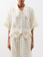 Vita Kin - Colette Broderie-anglaise Linen Blouse - Womens - Cream