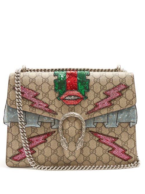 Matchesfashion.com Gucci - Dionysus Gg Supreme Embellished Shoulder Bag - Womens - Multi