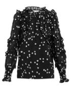 Matchesfashion.com Rebecca Taylor - Alessandra Floral Embroidered Cotton Blend Blouse - Womens - Black White