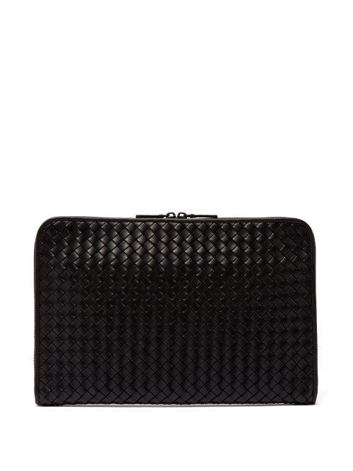 Matchesfashion.com Bottega Veneta - Intrecciato Leather Pouch - Mens - Black Multi