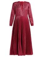 Matchesfashion.com Redvalentino - Floral Jacquard Metallic Midi Dress - Womens - Pink