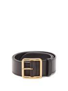 Matchesfashion.com Alexander Mcqueen - Logo-engraved Leather Belt - Womens - Black Gold