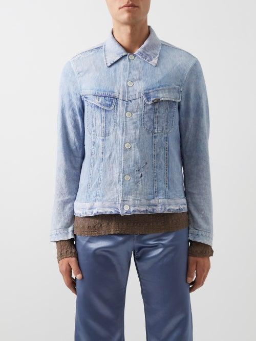 Our Legacy - Rebirth Pliss-effect Denim Shirt - Mens - Light Blue