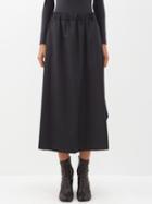 Noir Kei Ninomiya - Draped Wool Midi Skirt - Womens - Black
