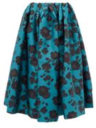 Matchesfashion.com Marques'almeida - Floral Brocade Midi Skirt - Womens - Blue Black