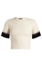 Alexander Mcqueen Contrast-cuff Ribbed Cropped Top