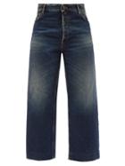 Balenciaga - Cropped Distressed-denim Jeans - Womens - Dark Denim
