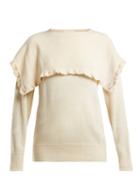 Matchesfashion.com See By Chlo - Ruffled Bib Alpaca Blend Sweater - Womens - Cream