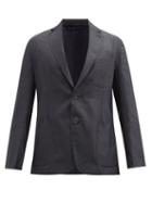 Matchesfashion.com Brioni - Bp Signature Wool-blend Nailhead-twill Blazer - Mens - Dark Grey