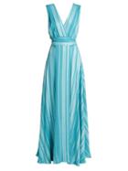 Matchesfashion.com Zeus + Dione - Isidora Embroidered Silk Blend Maxi Dress - Womens - Blue