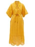 Matchesfashion.com Vita Kin - Charlotte Broderie-anglaise Linen Dress - Womens - Yellow