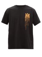 Amiri - Paint Drip Logo-print Cotton-jersey T-shirt - Mens - Black Orange