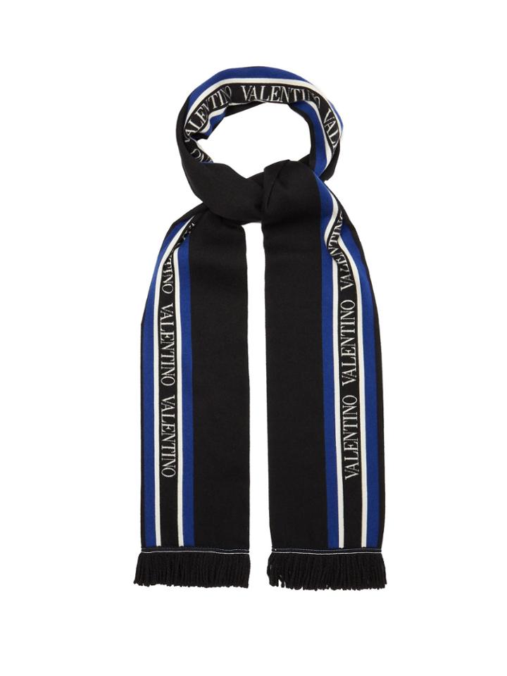 Valentino Logo-intarsia Wool And Silk-blend Scarf