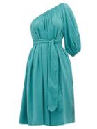 Matchesfashion.com Loup Charmant - Azores One-shoulder Organic-cotton Dress - Womens - Blue