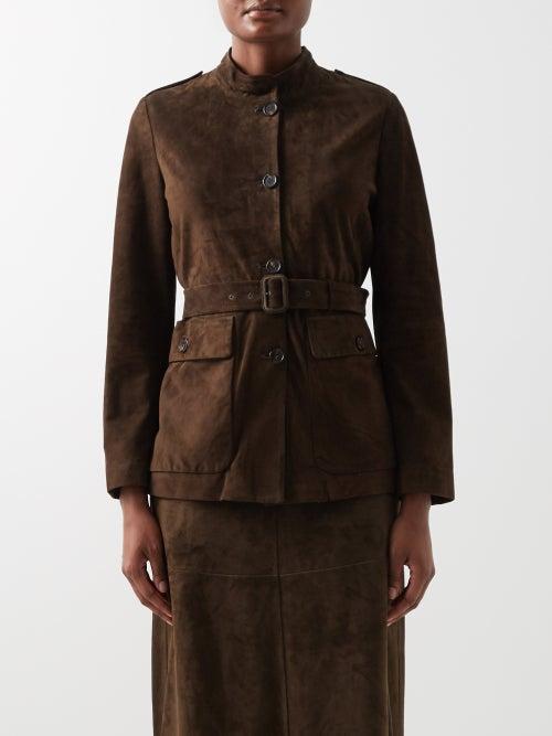 S Max Mara - Suede Jacket - Womens - Brown