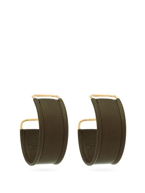 Matchesfashion.com Jacquemus - Les Fauteulis Leather Hoop Earrings - Womens - Green